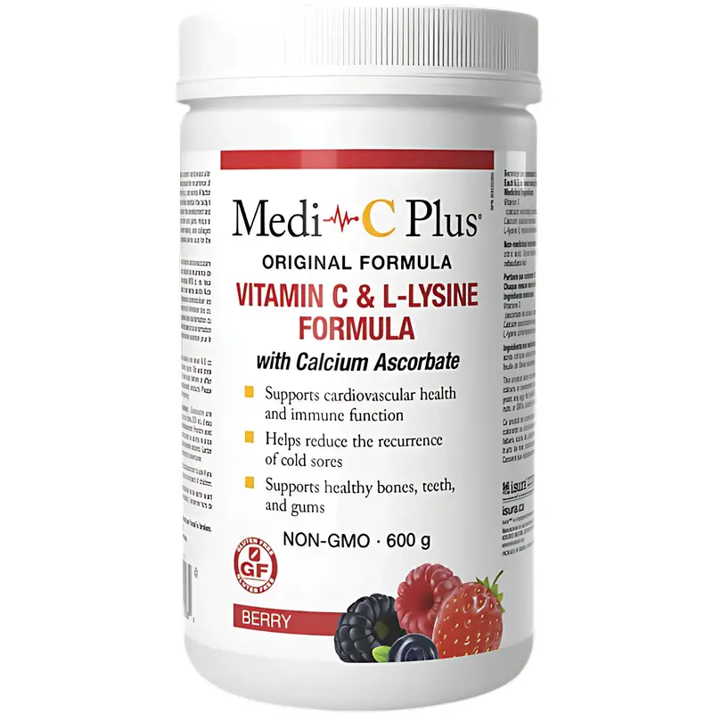 Medi-C Plus Vitamin C & L-Lysine Supplement - Berry Flavor, 600 G 1