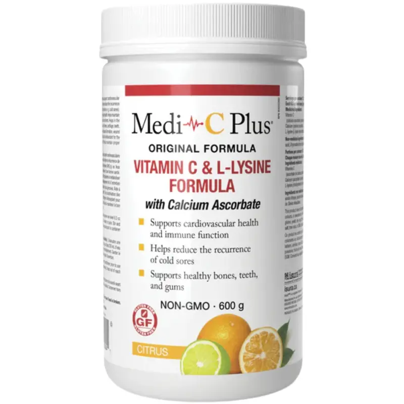 Medi-C Plus Vitamin C & L-Lysine Supplement - Citrus Flavor, 600 G 1