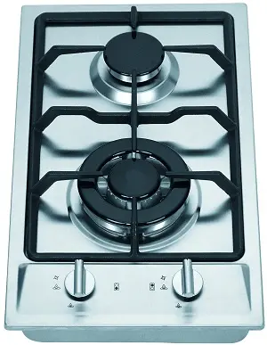 Midea 2-Burner Gas Cooktop – Stainless Steel With Wok Burner, Cast Iron Trivets & Safety Features 1