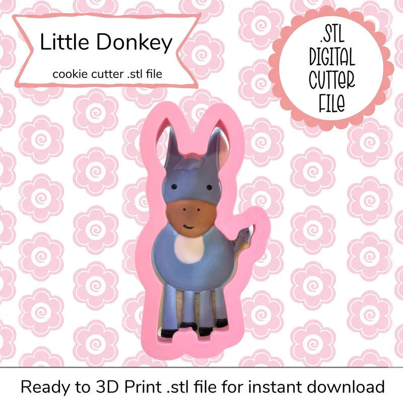 Mini Donkey Cookie Cutter Stl – Christmas-Themed 3D Digital File 1