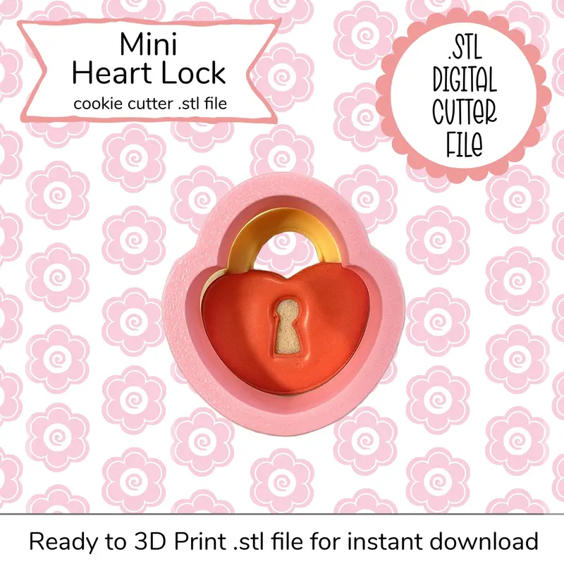 Mini Heart Lock Cookie Cutter – Digital Stl File 1