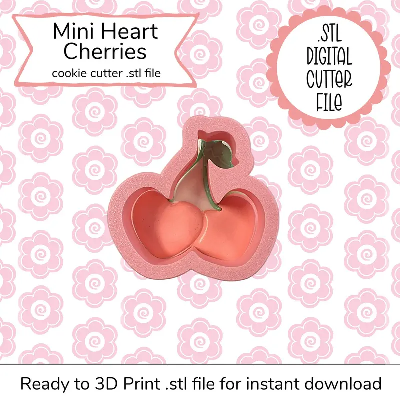 Mini Heart-Shaped Cherries Cookie Cutter – Digital Stl File 1
