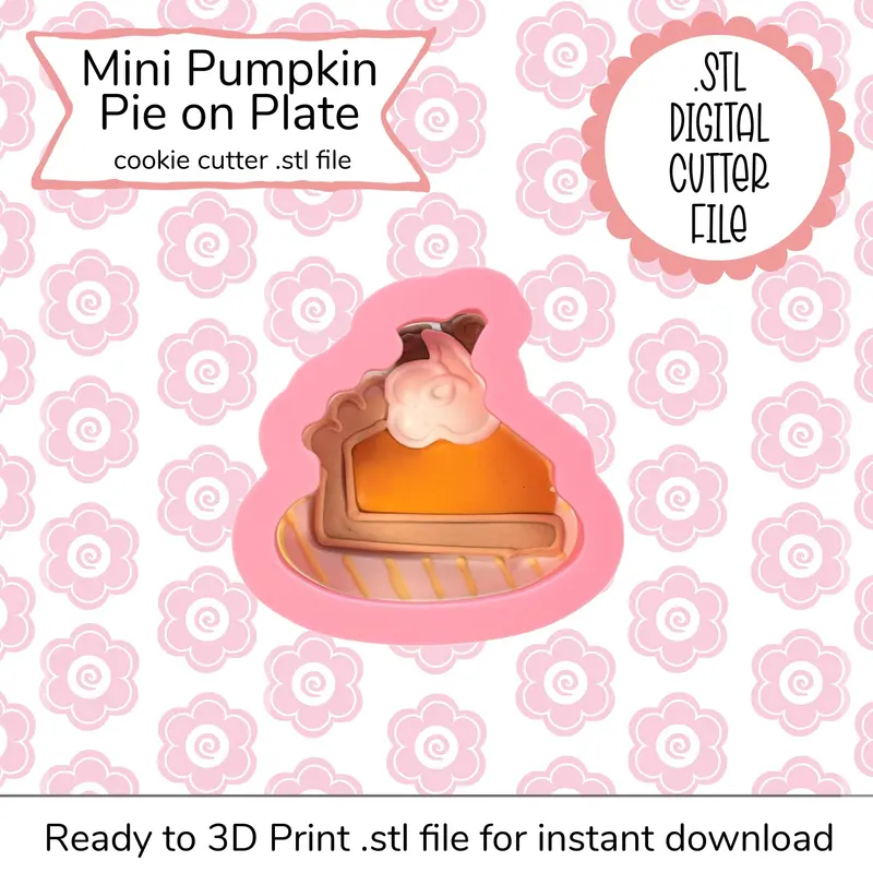 Mini Pumpkin Pie On Plate Stl File – 3D Printable Digital Template 1