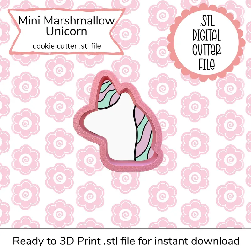 Mini Unicorn Marshmallow Cutter Stl – Compact 3D Digital File 1