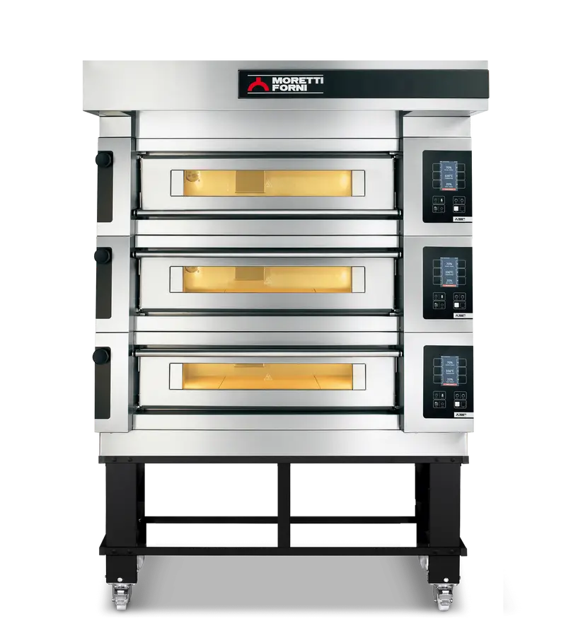 Moretti Forni Comp-S100E-3-S Serie S Triple-Deck Gas Oven With Stand – 100 Cm 1