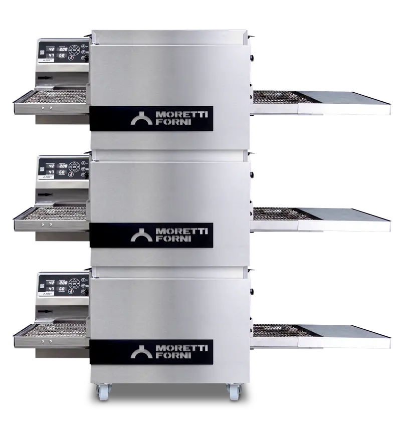 Moretti Forni T64E/3-S Triple-Deck Electric Top-Mount Conveyor Oven With Stand 1