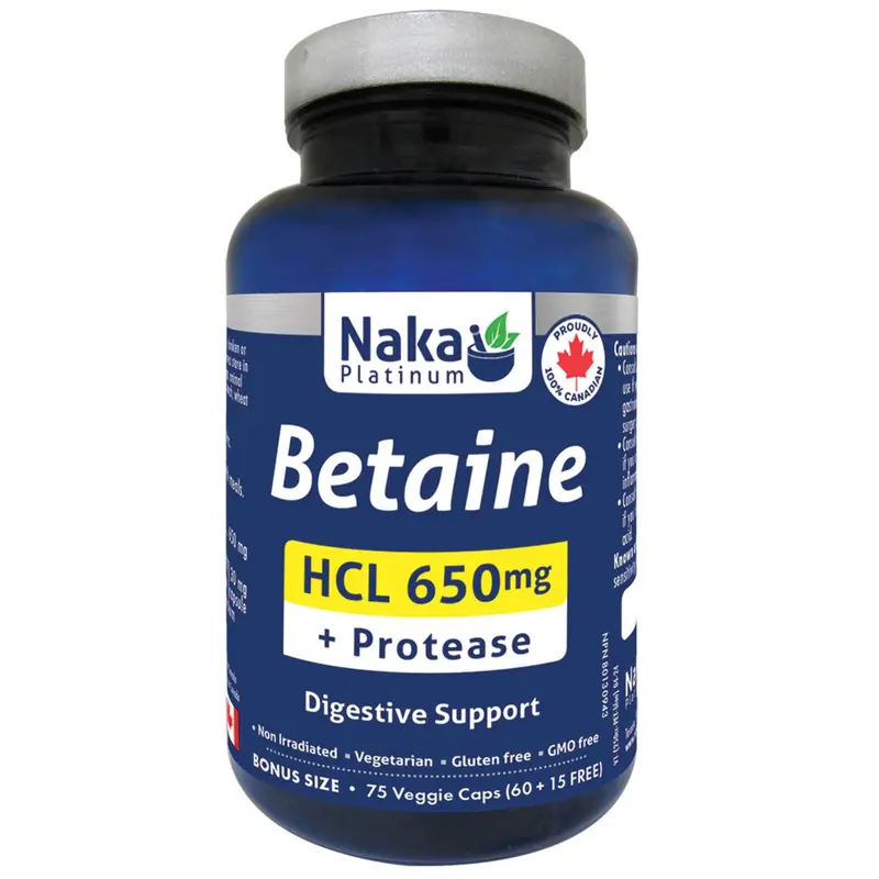 Naka Betaine Hcl With Protease – 75 Digestive Enzyme & Stomach Acid Support Capsules 1