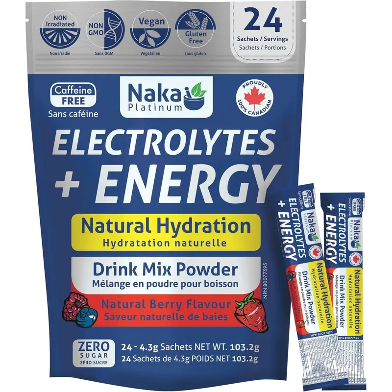 Naka Electrolytes + Energy Sport Drink Mix (24 Natural Sachets) 1
