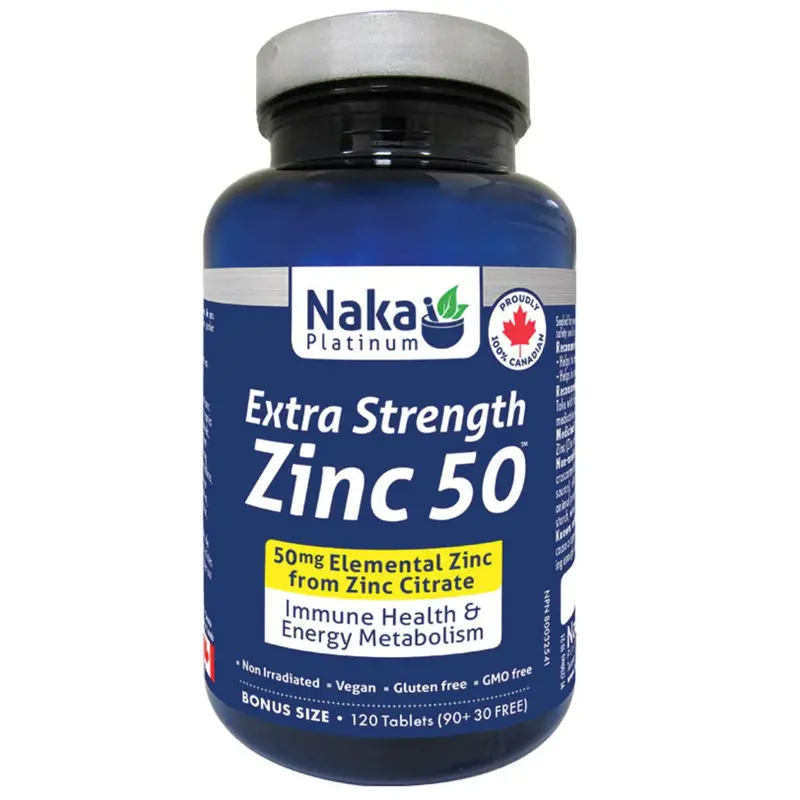 Naka Zinc 50Mg Extra Strength – 120 Immune & Metabolic Support Tablets 1