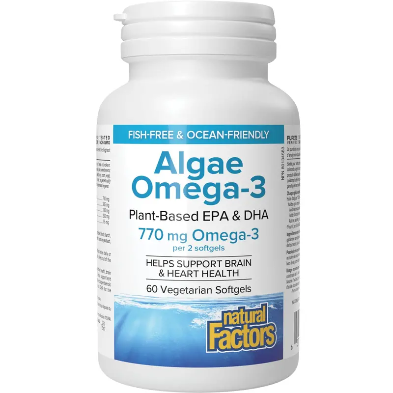 Natural Factors Algae-Derived Omega-3 Softgels – Epa & Dha, Vegan, 60 Capsules 1