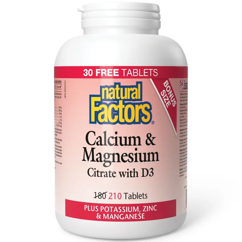 Natural Factors Calcium & Magnesium Citrate With Vitamin D3 – Bone Health Tablets, 210 Count 1