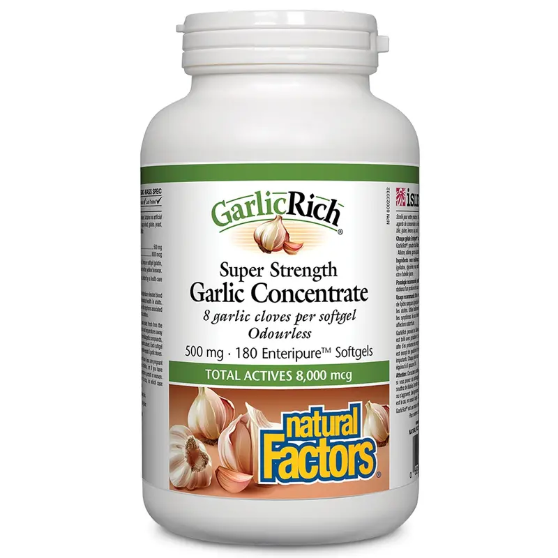 Natural Factors Garlicrich Super Strength Garlic Concentrate – 500 Mg Allium Sativum Extract, 180 Softgels 1