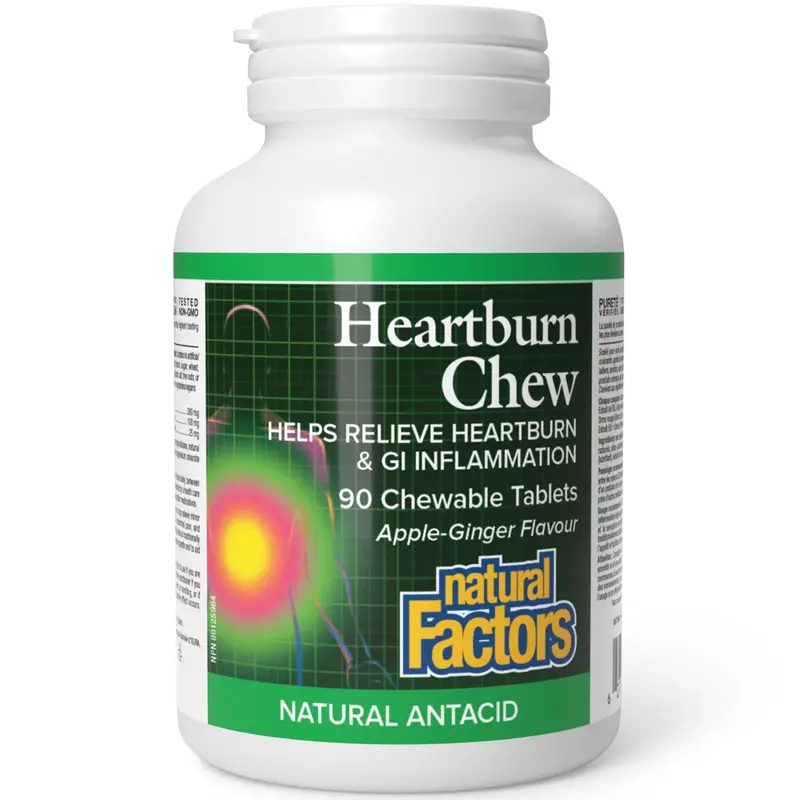 Natural Factors Heartburn Chewables – Fast-Acting Relief, 90 Tablets 1