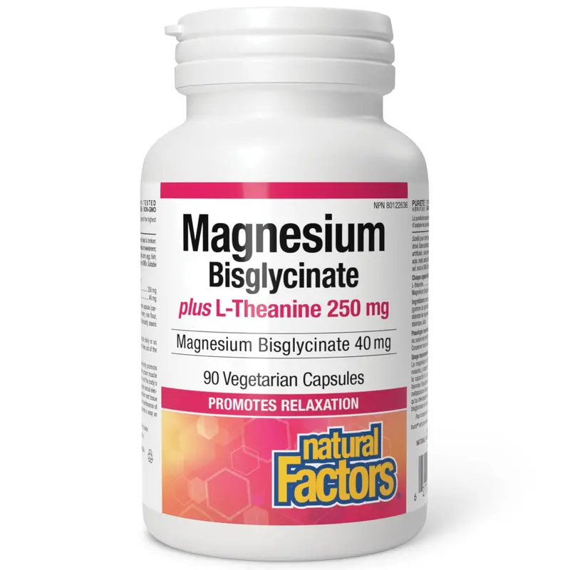 Natural Factors Low-Dose Magnesium Bisglycinate + High-Dose L-Theanine 1