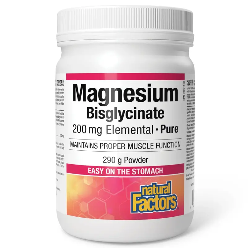 Natural Factors Pure Magnesium Bisglycinate Powder – 200Mg Per Scoop, 290G 1
