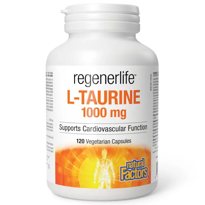 Natural Factors Regenerlife L-Taurine 1000 Mg – Amino Acid Support For Heart And Brain Health, 120 Capsules 1