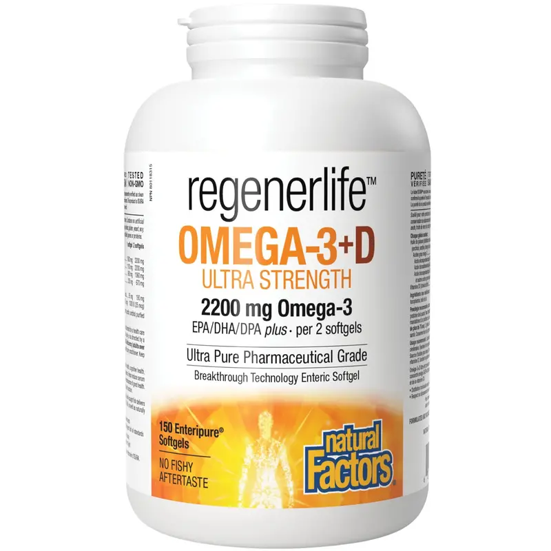 Natural Factors Regenerlife Omega-3 + Vitamin D3 Supplement – 150 Softgels 1