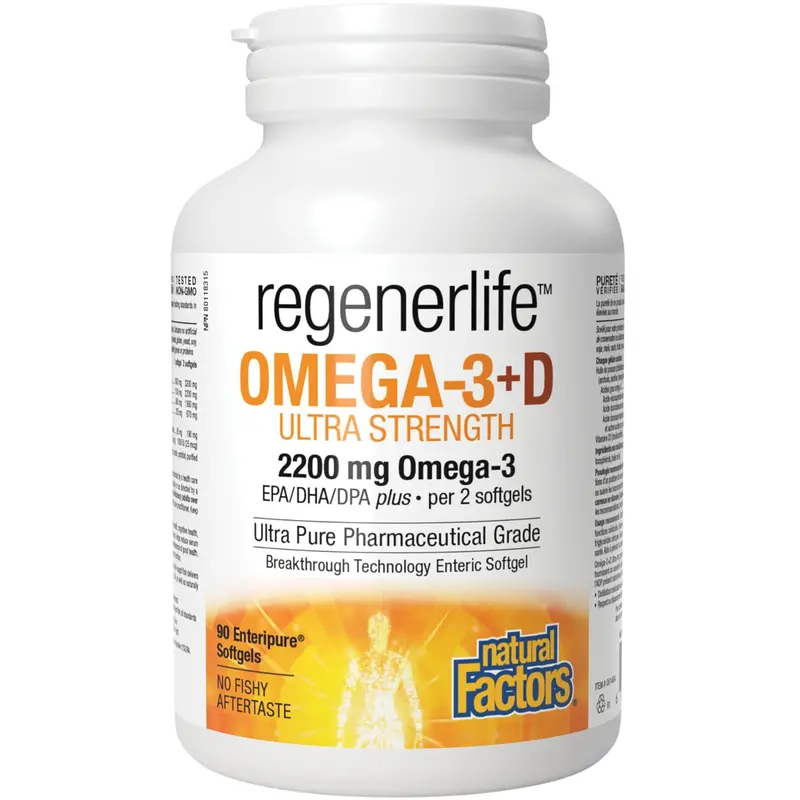 Natural Factors Regenerlife Omega-3 + Vitamin D3 Supplement – 90 Softgels 1