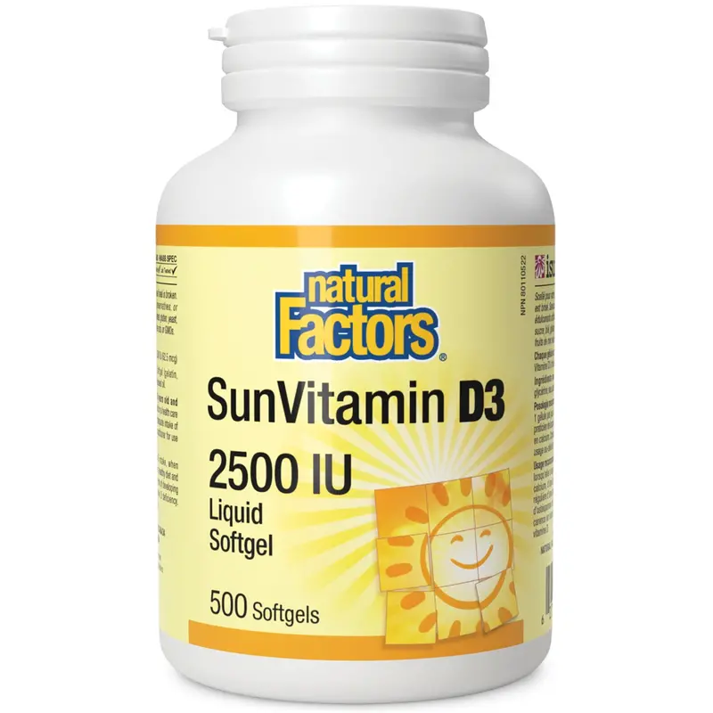Natural Factors Sunvitamin D3 2500 Iu – High-Potency Vitamin D Supplement, 500 Softgels 1