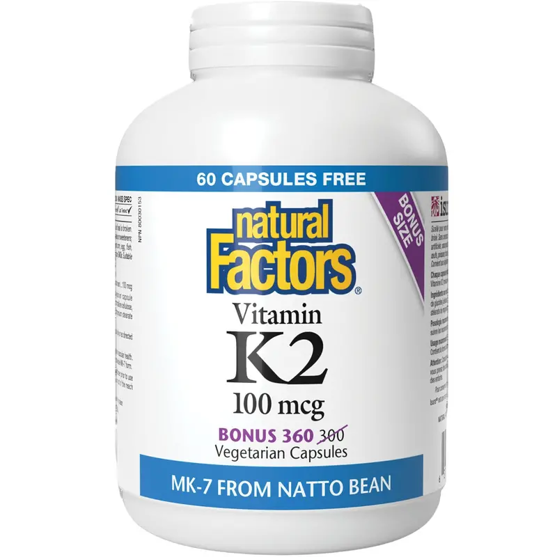 Natural Factors Vitamin K2 (Mk-7) 100 Mcg – Bonus Pack: 360 Capsules (300 + 60 Free) 1