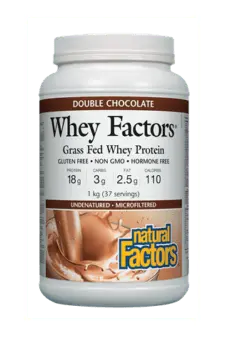 Natural Factors Whey Factors Double Chocolate Whey Protein Powder – Naturally Flavored, 1 Kg 1