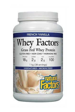 Natural Factors Whey Factors Grass-Fed Whey Protein Powder – French Vanilla, 1 Kg 1