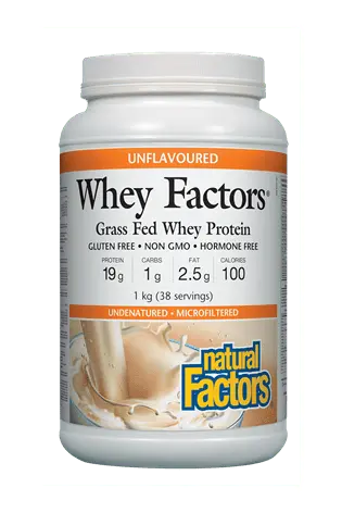 Natural Factors Whey Factors Unsweetened Whey Protein Powder – Clean, Unflavored 100% Natural Isolate, 1 Kg 1