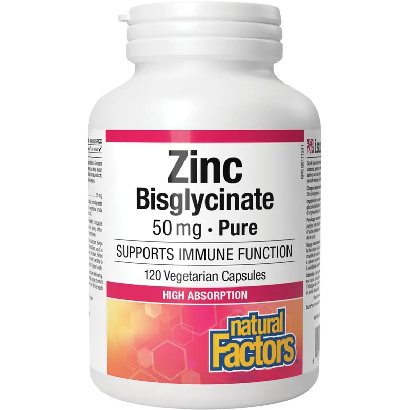 Natural Factors Zinc Bisglycinate – Highly Absorbed 50 Mg, 120 Capsules 1