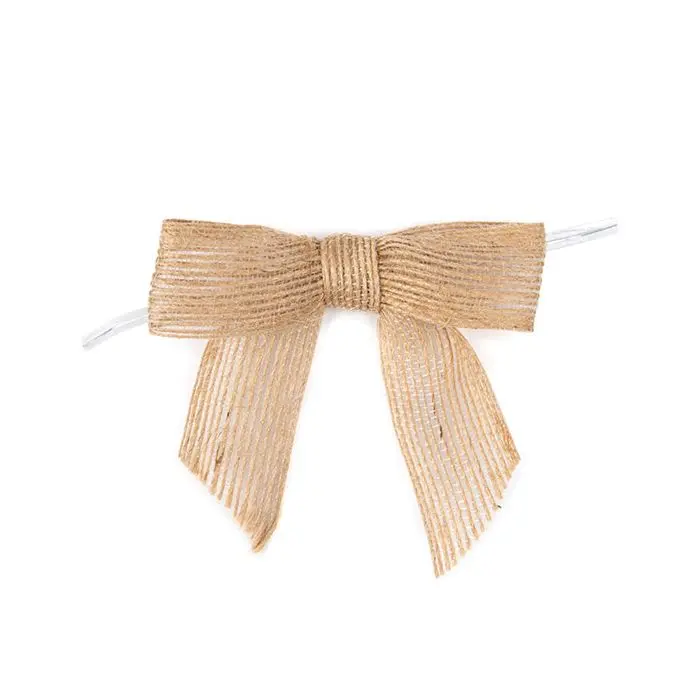 Natural Jute Pre-Tied Bow – Rustic Texture (Pack Of 25) 1