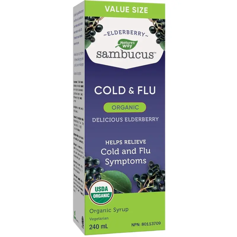 Nature'S Way Organic Elderberry Syrup – Sambucus Cold & Flu Support, 240 Ml Value Size 1