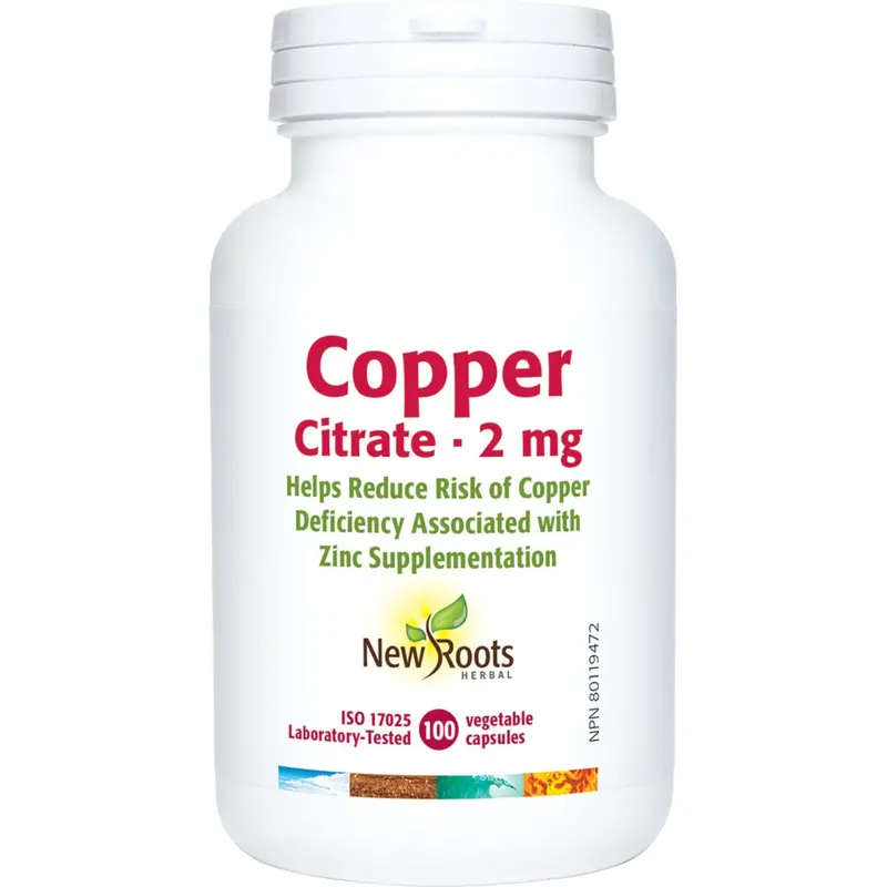 New Roots Copper Citrate Supplement – Bioavailable Mineral Support (100 Capsules) 1