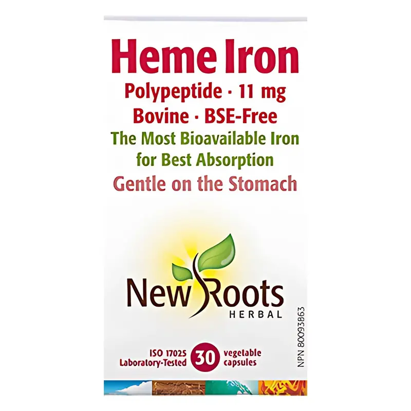 New Roots Heme Iron (Bovine-Sourced) – 30 Capsules 1