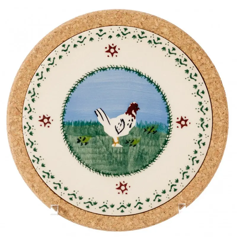 Nicholas Mosse Landscape Hen Design Round Ceramic Trivet 1