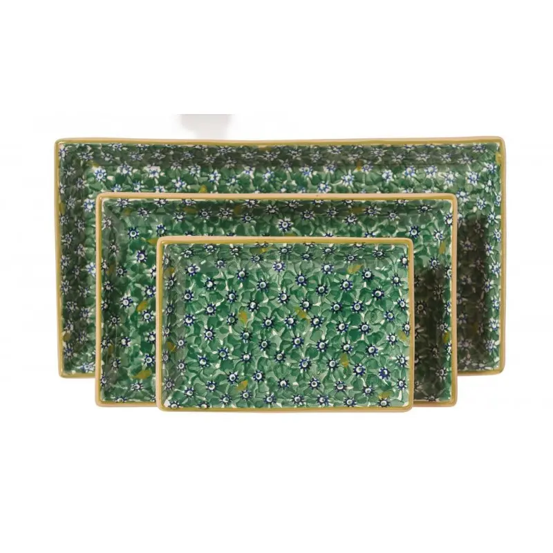Nicholas Mosse Lawn Green Trio Of Rectangular Plates 1