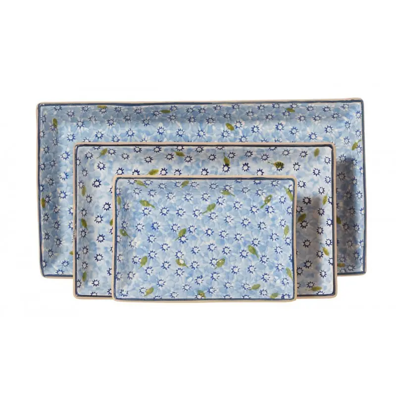 Nicholas Mosse Lawn Light Blue Set Of 3 Rectangular Plates 1