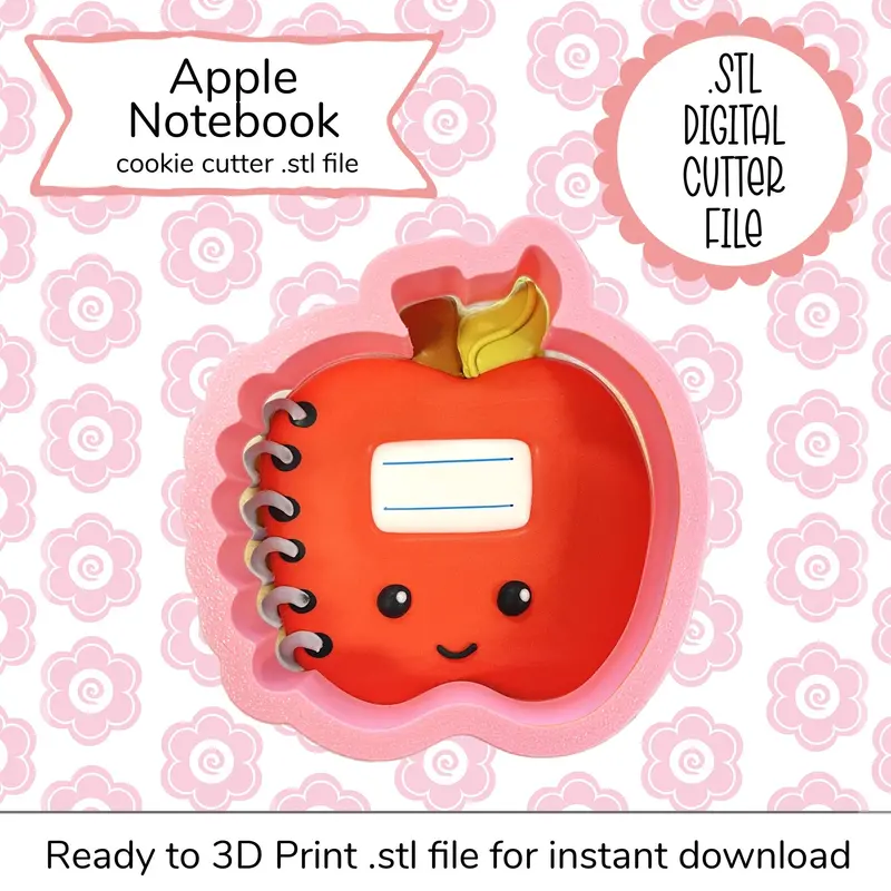 Notebook Apple Svg Stl Digital Cutting File – Minimalist School Design 1