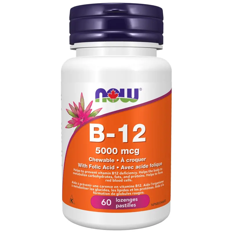 Now High-Potency B12 + Folic Acid Lozenges – 60 Count 1