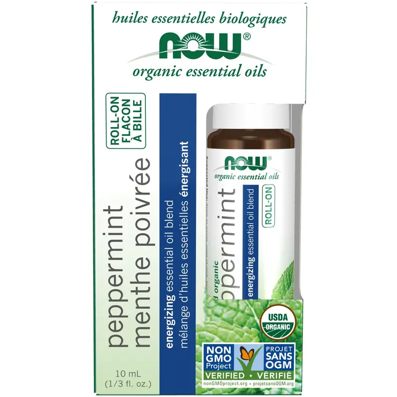 Now Organic Peppermint Essential Oil Roll-On – Invigorating 10Ml Portable Format 1