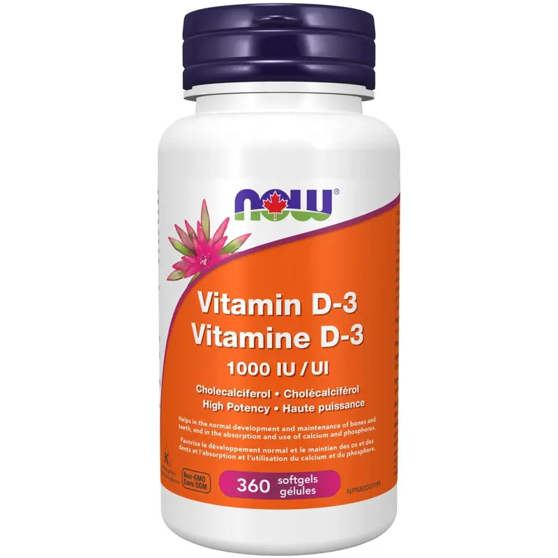 Now Vitamin D3 1000 Iu Softgels – 360-Count Bottle 1