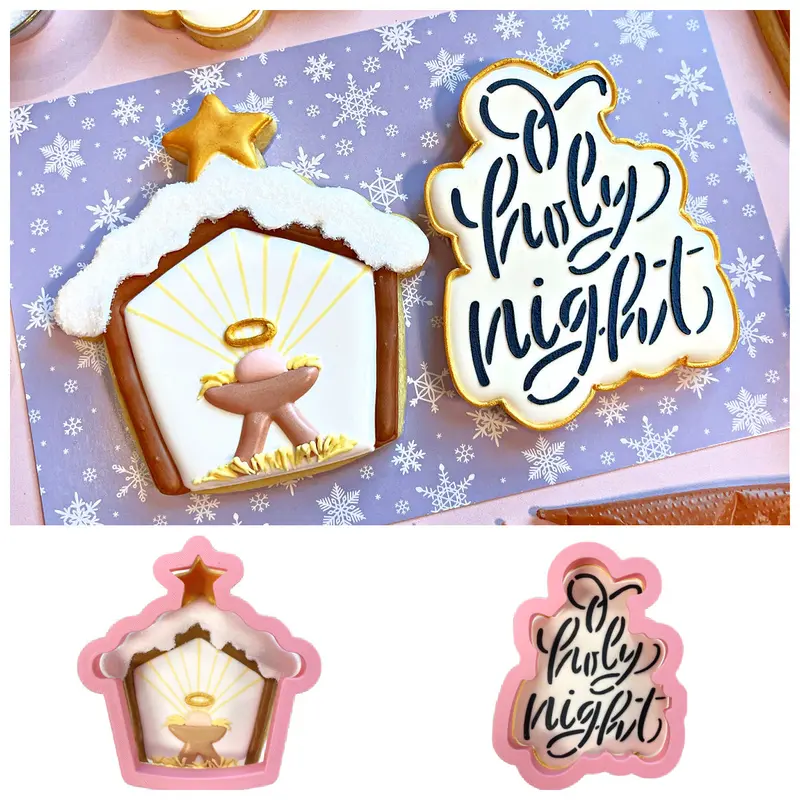 O Holy Night Cookie Cutter With Matching Stencil – Holiday Bundle 1