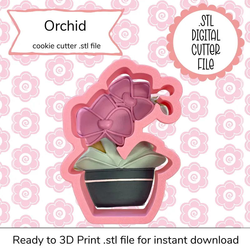 Orchid-Shaped Cookie Cutter Stl – Floral Digital Design 1