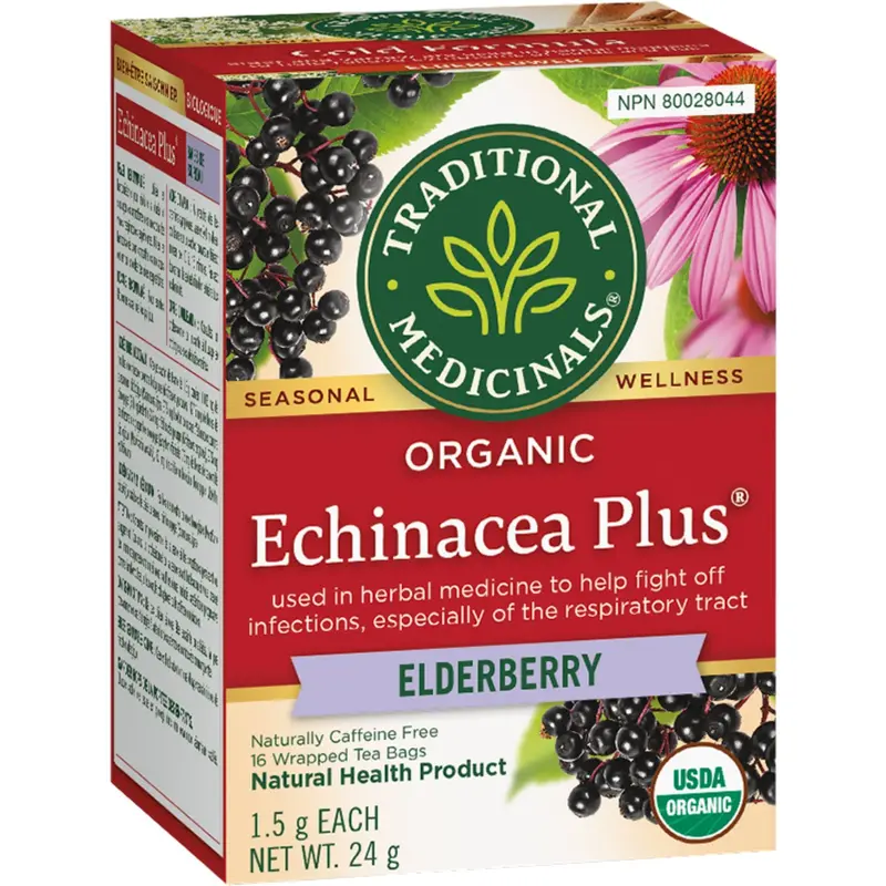 Organic Echinacea & Elderberry Herbal Tea – Traditional Medicinals, 16-Count Box 1