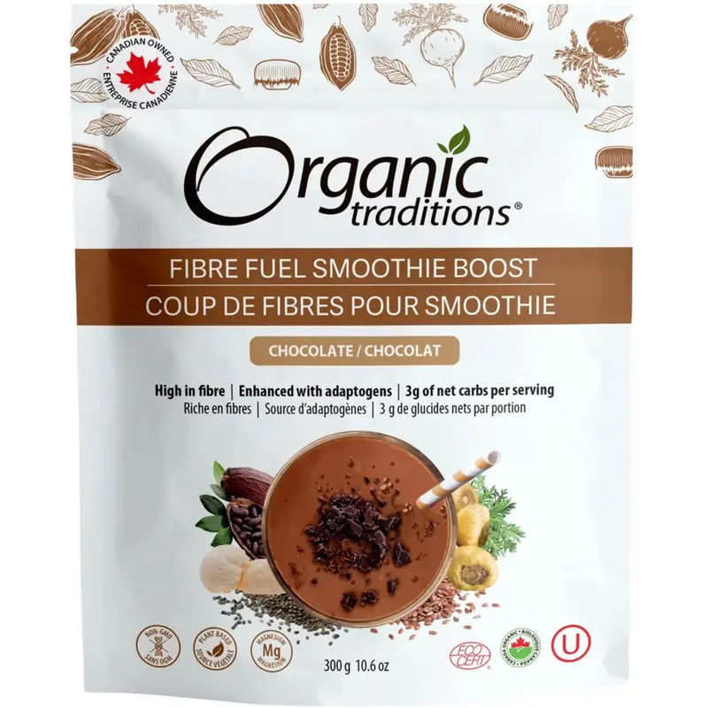 Organic Traditions Chocolate Fibre Fuel Smoothie Mix – 300G 1