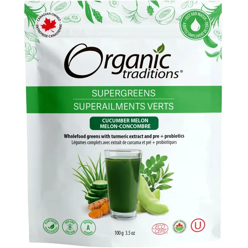 Organic Traditions Cucumber Melon Supergreens Powder – 100G 1