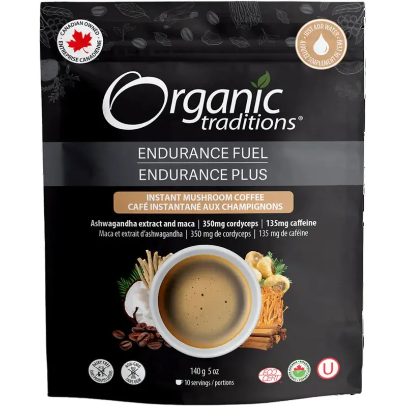Organic Traditions Endurance Fuel Mushroom Coffee – 140G Adaptogenic Energy Mix 1