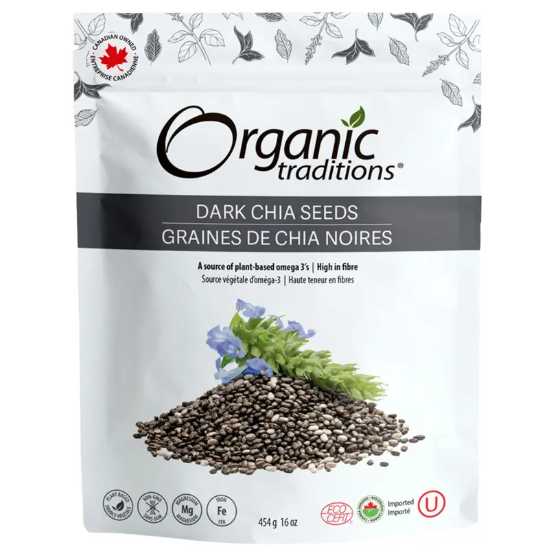 Organic Traditions Organic Dark Chia Seeds – 454 G 1