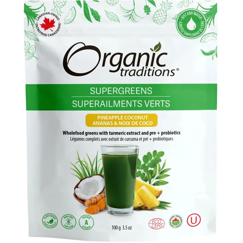 Organic Traditions Pineapple Coconut Supergreens Powder – 100G 1