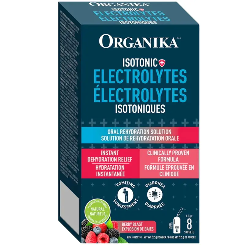 Organika Adult Electrolyte Hydration Sachets – Lemon Flavor, 6.5G × 8 Count (Box) 1