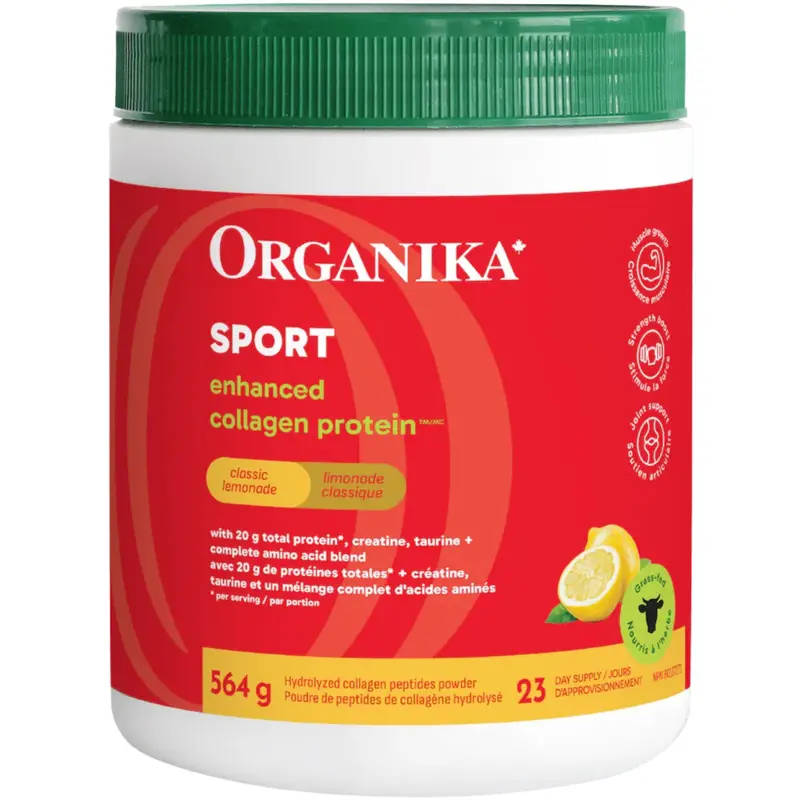 Organika Collagen Protein Sport Powder – Classic Lemonade Flavor, 564G 1
