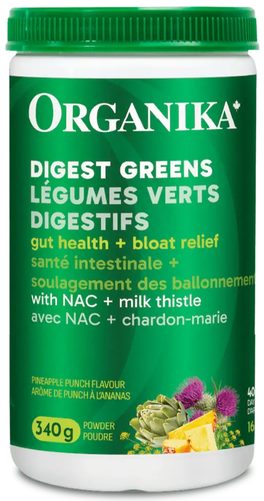 Organika Digest Greens — Pineapple Fruit Punch Flavor, 340G Superfood Blend 1